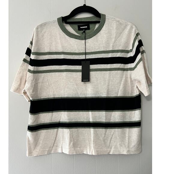 Monrow Tops - Monrow Size Small Short Sleeve Lightweight Striped Sweater BNWT